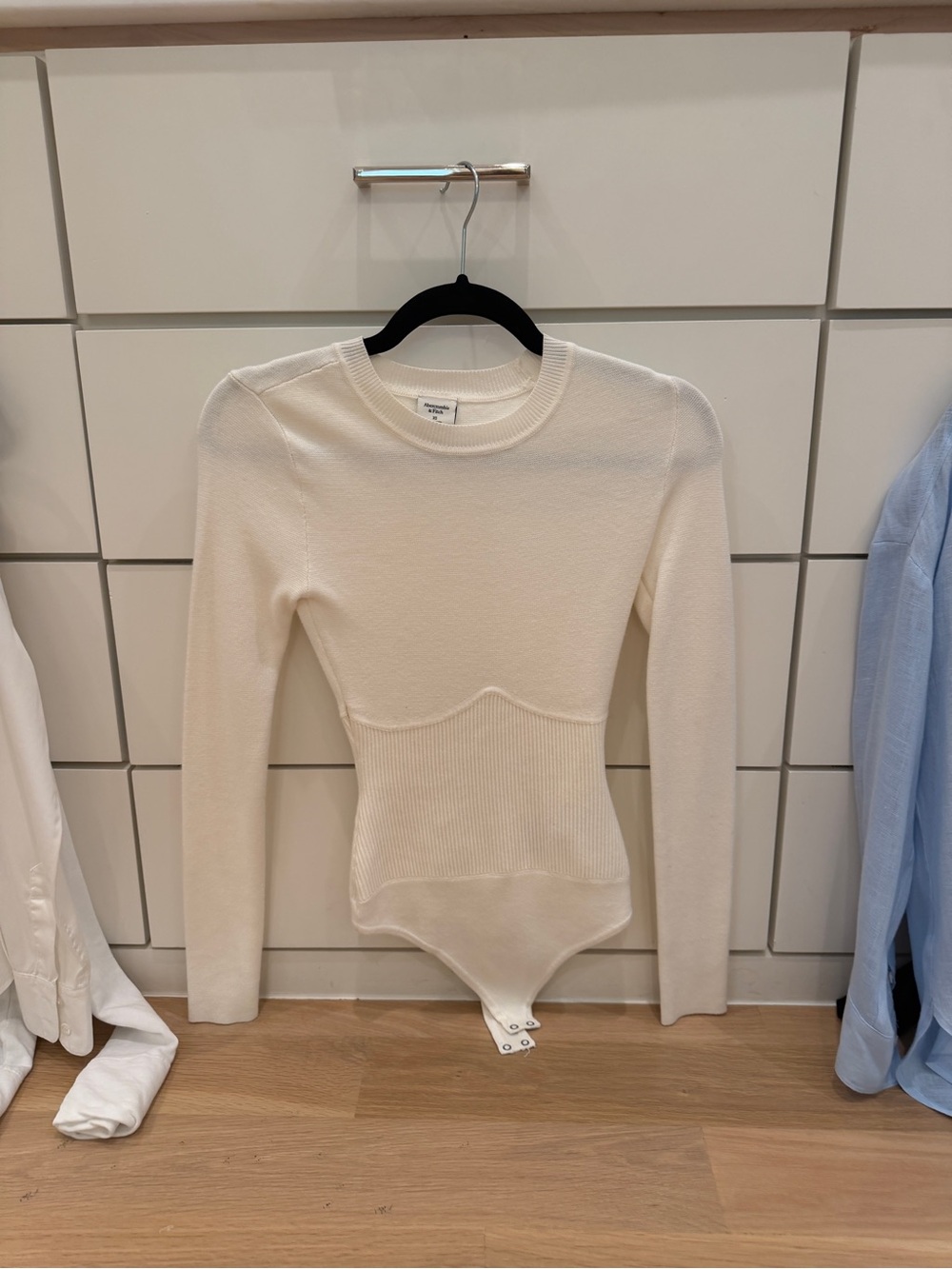 Abercrombie Cream Ribbed Waist Bodysuit XS
